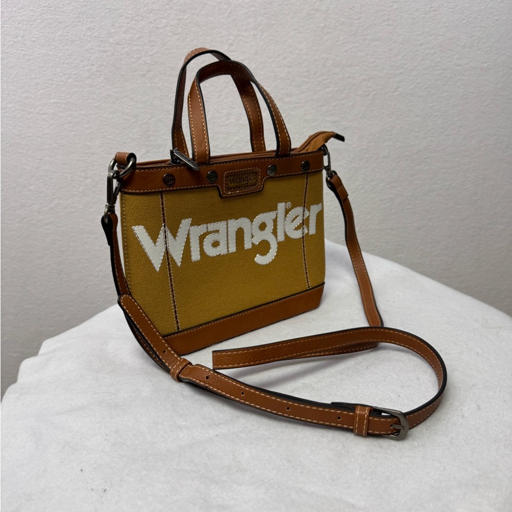 Wrangler Canvas & Faux Leather Mini Tote Crossbody Bag - Picture 3 of 5